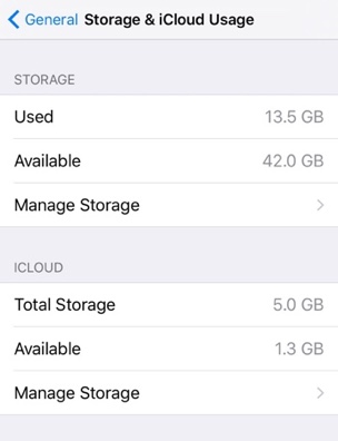 Storage and iCloud Usage