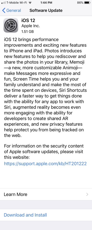 iOS 12 Install